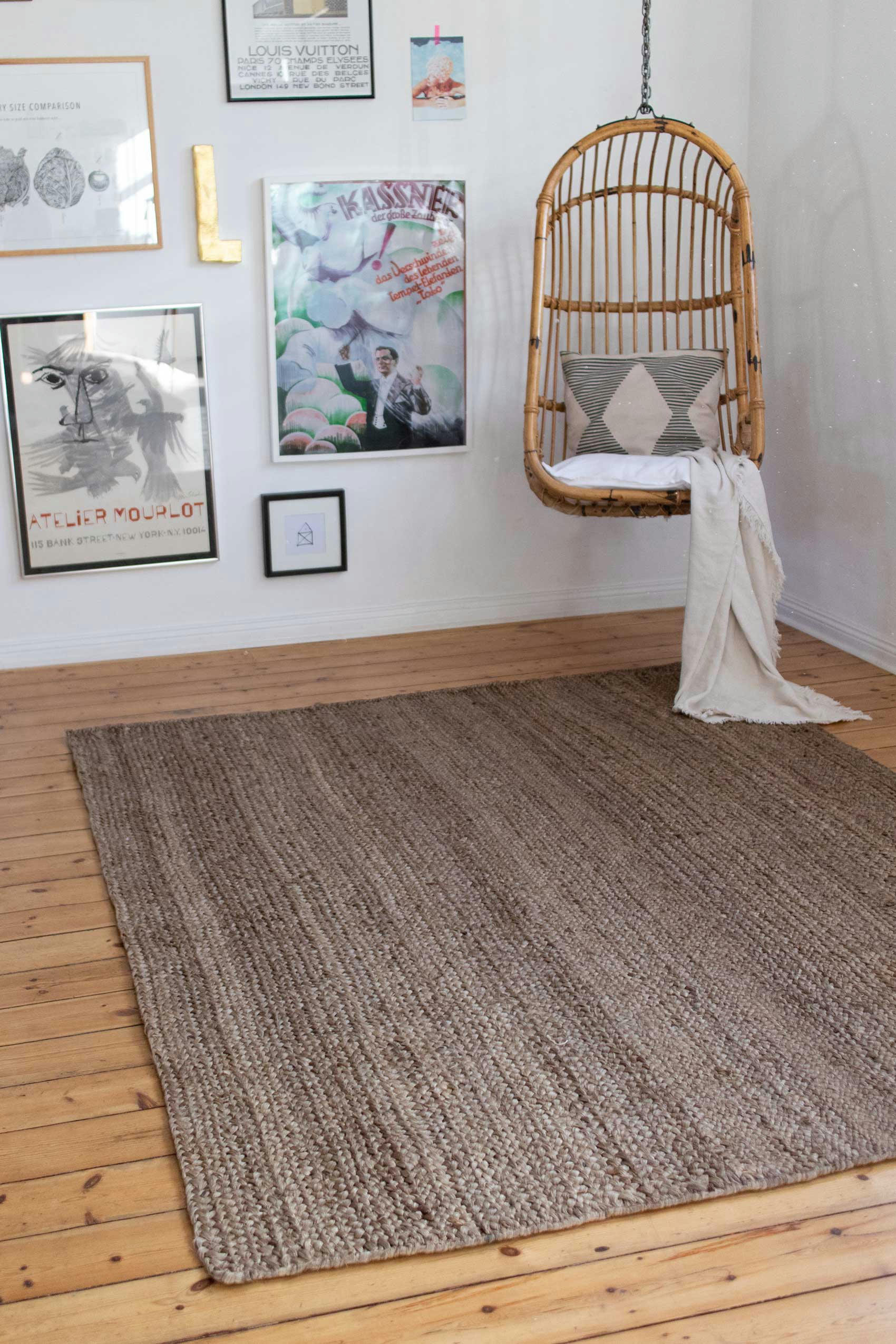 CAMARI - Tapis tissé main 100% jute naturelle 200x290