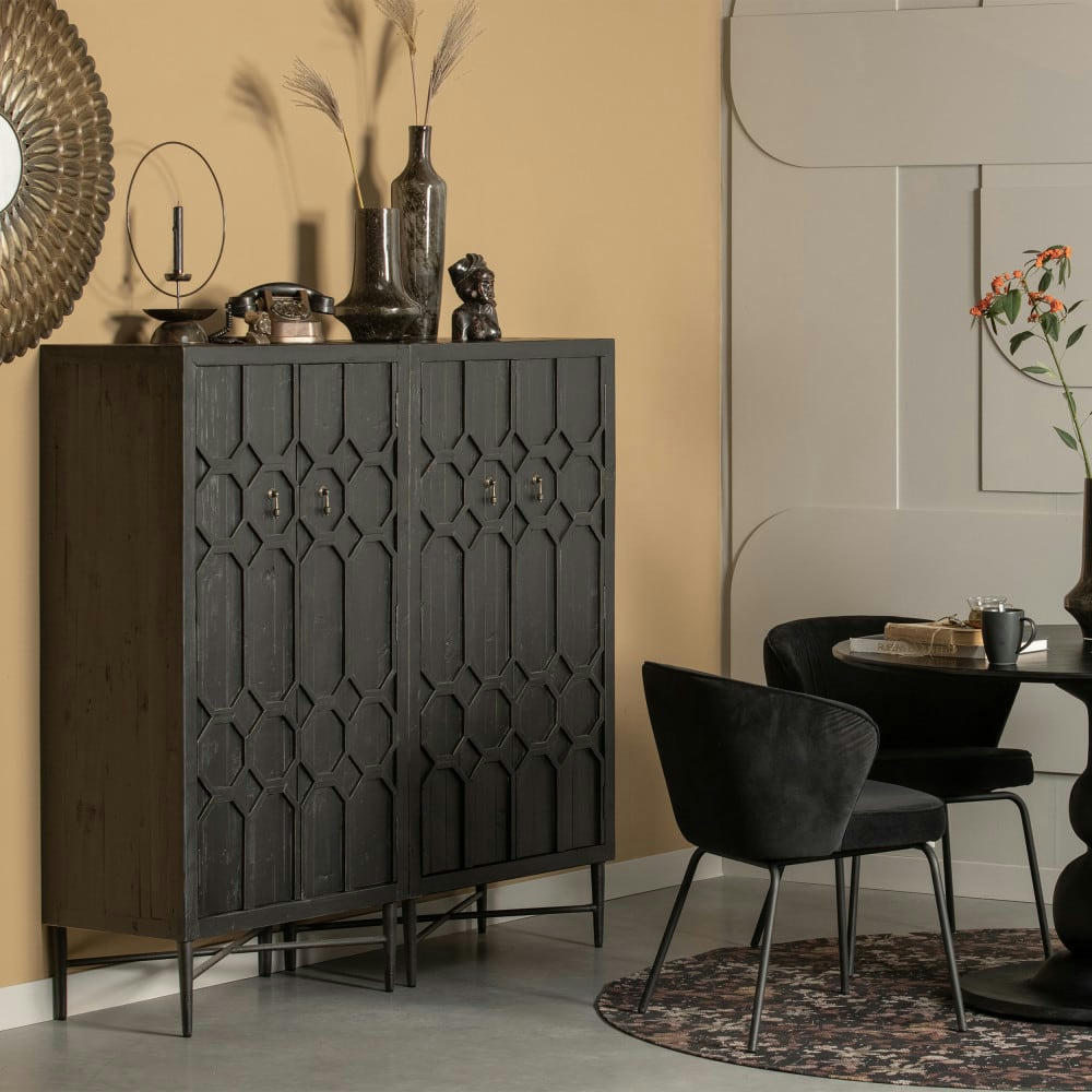 BEQUEST - Buffet haut en bois noir