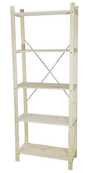 étagère de garage en bois 5 tablettes L.65 x H.170 x P.28 cm Symbios