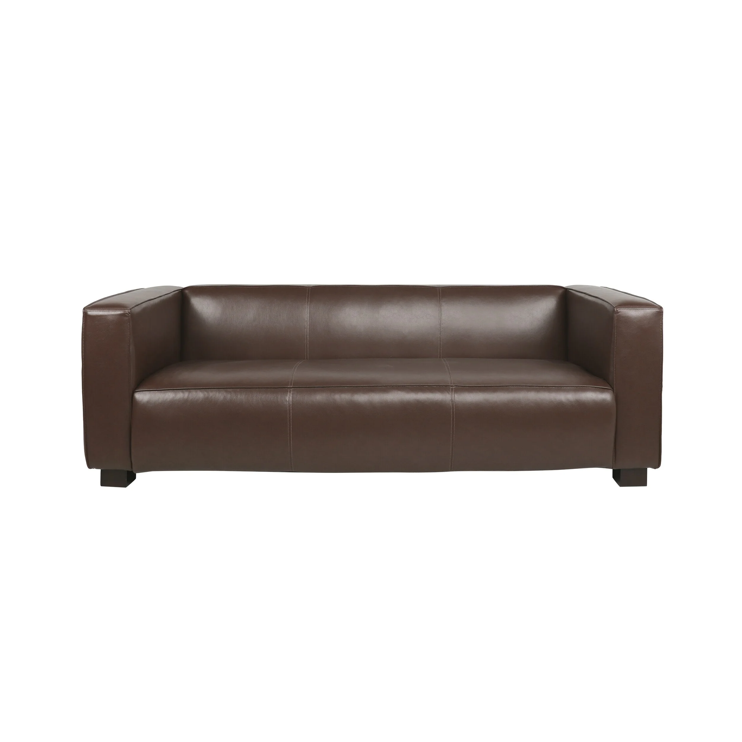 Dark Brown Modern 80.25 3-seater Tuxedo Arms Sofa with Birch Wood Legs for Living Room