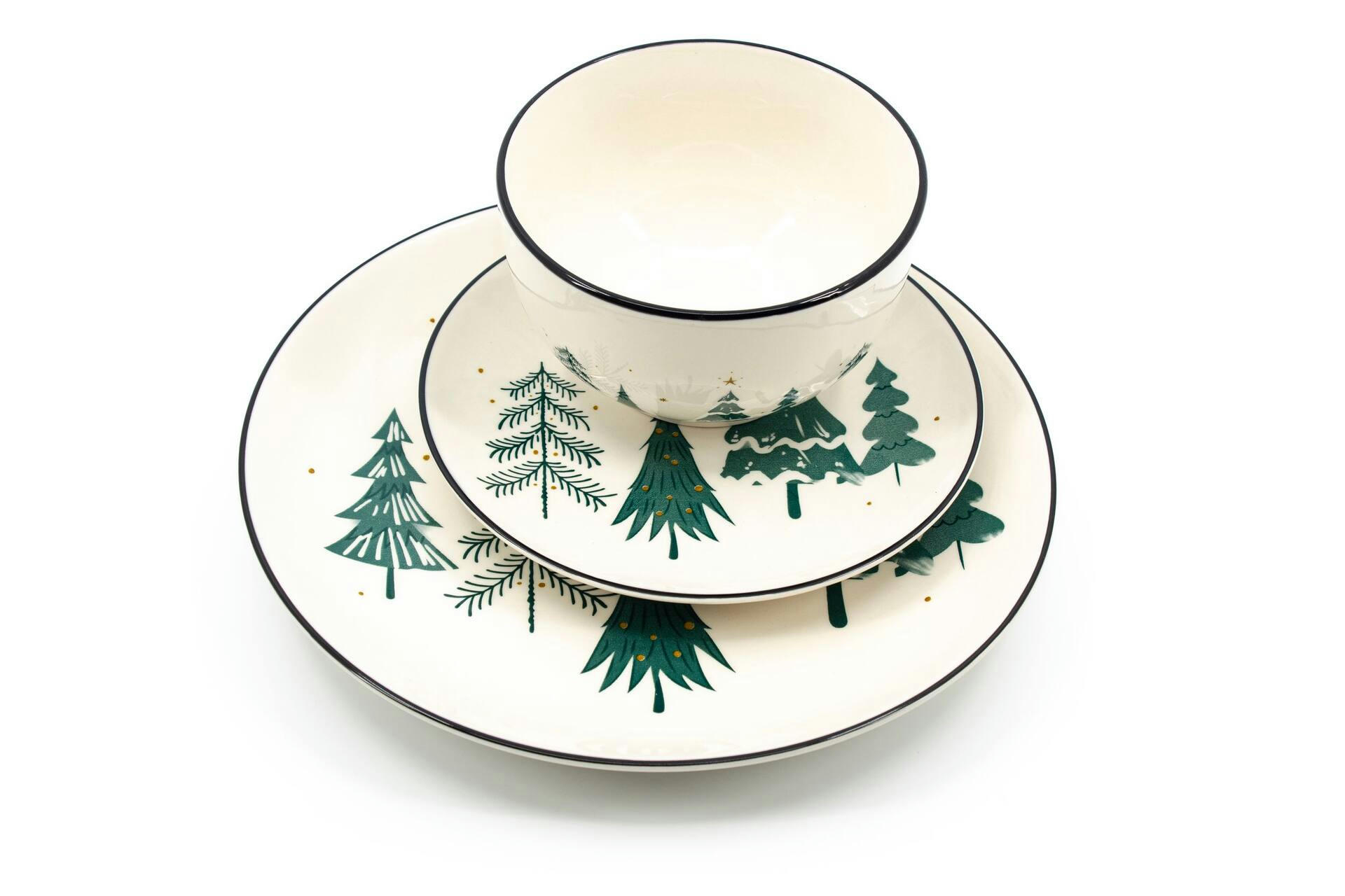Festive Stoneware Holiday Dinnerware Set, 12-pc