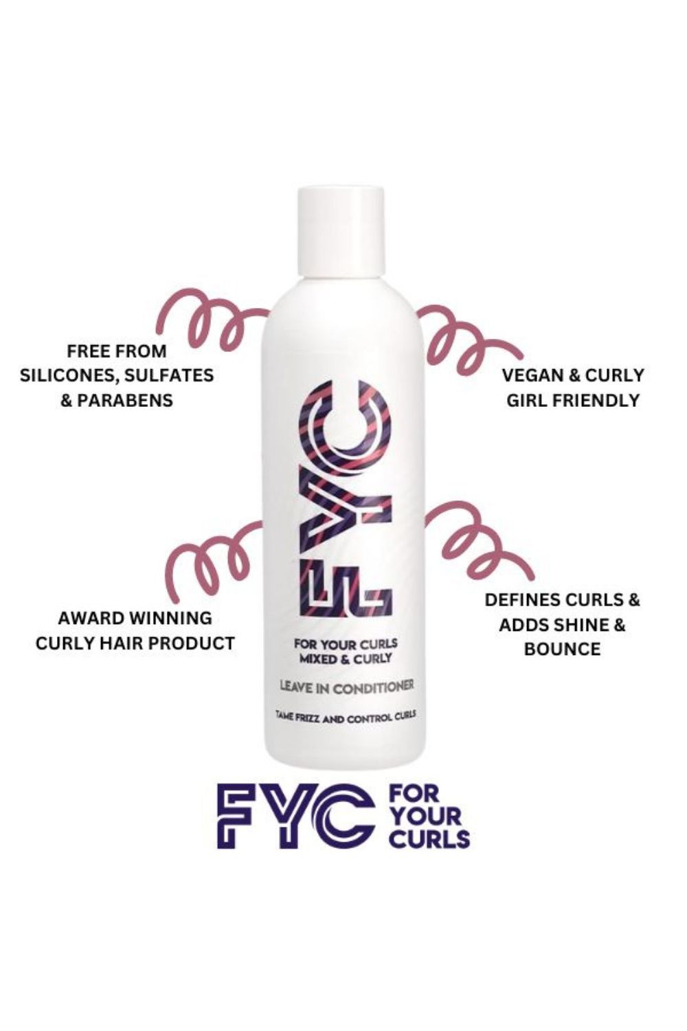 FYC For Your Curls Leave In Conditioner and Refresh & Detangle Spray for Curly Hair