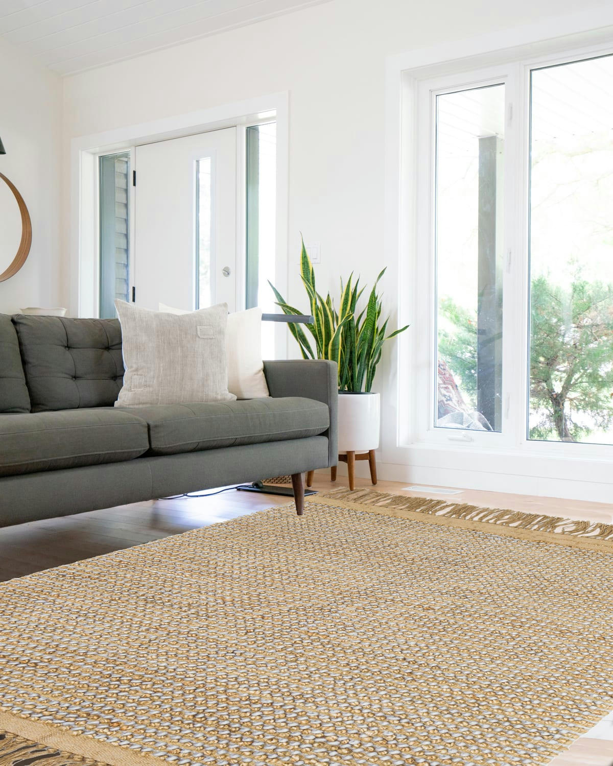 BUBBLES - Tapis style naturel tissé main jute et laine 110x160