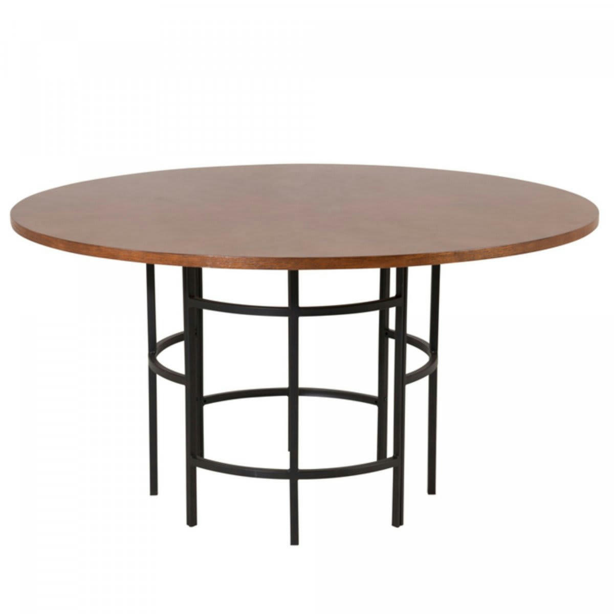 COPPA - Table à manger moderne cylindrique avec plateau en bois marron