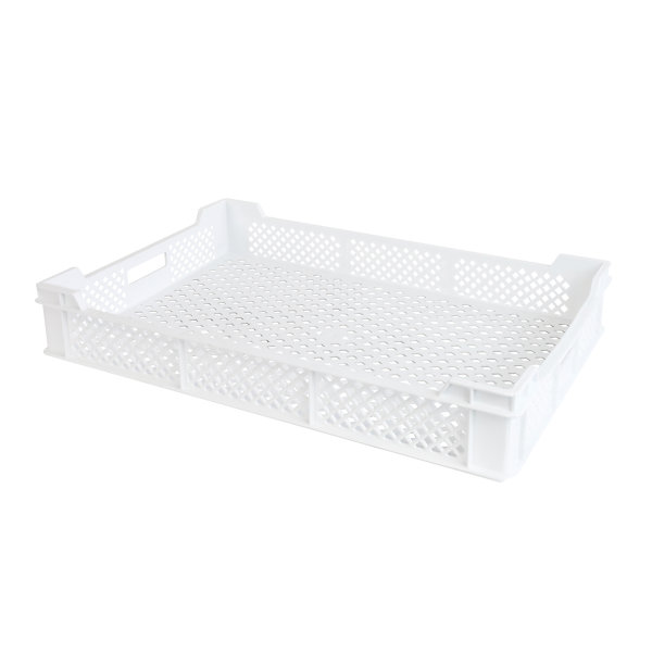 Caisse finement ajourée échancrée avec poignées 600 x 400 x 90 mm - 18 L - blanc