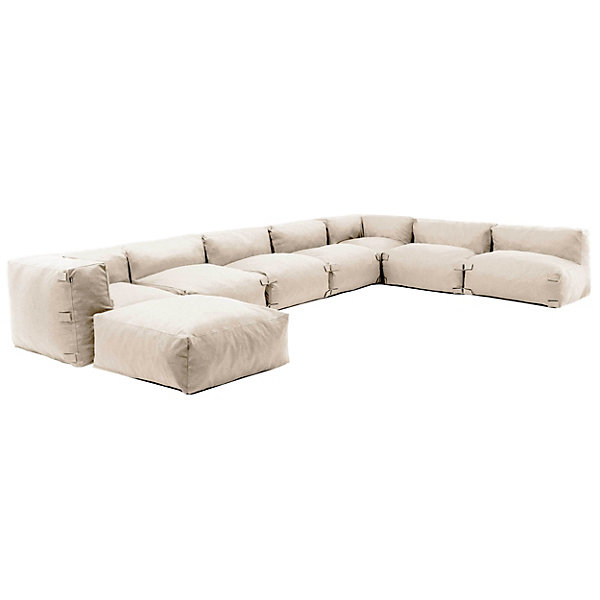 Canapé d'angle de jardin modulable 8 places beige MixiOviala