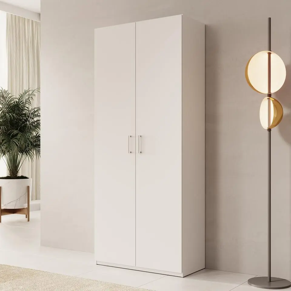 Meubella - Havron - Kledingkast 2 deurs - Wit - 89x42x211 cm