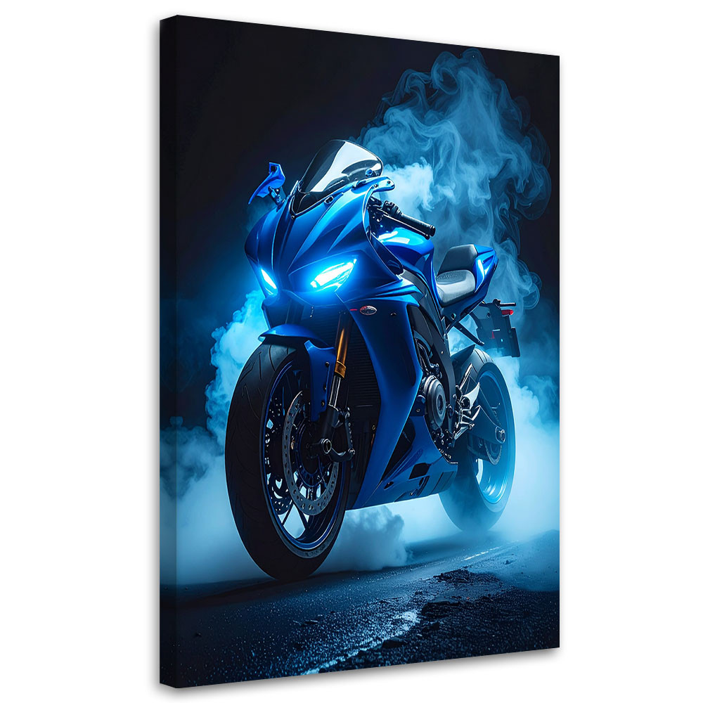 Obraz do salonu biura pokoju nastolatka, Niebieski Motocykl Motor 20x30