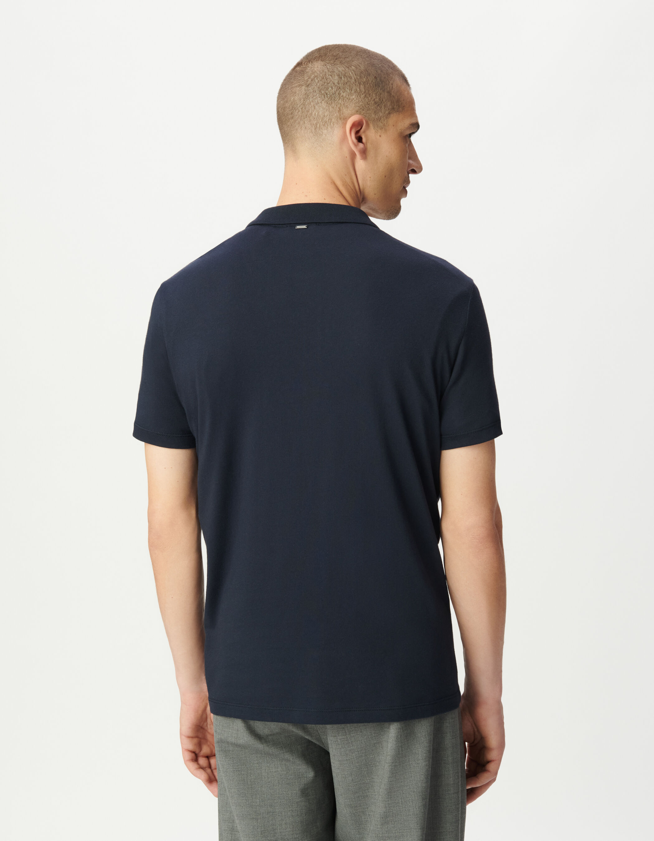 Polo bleu marine en coton modal Homme