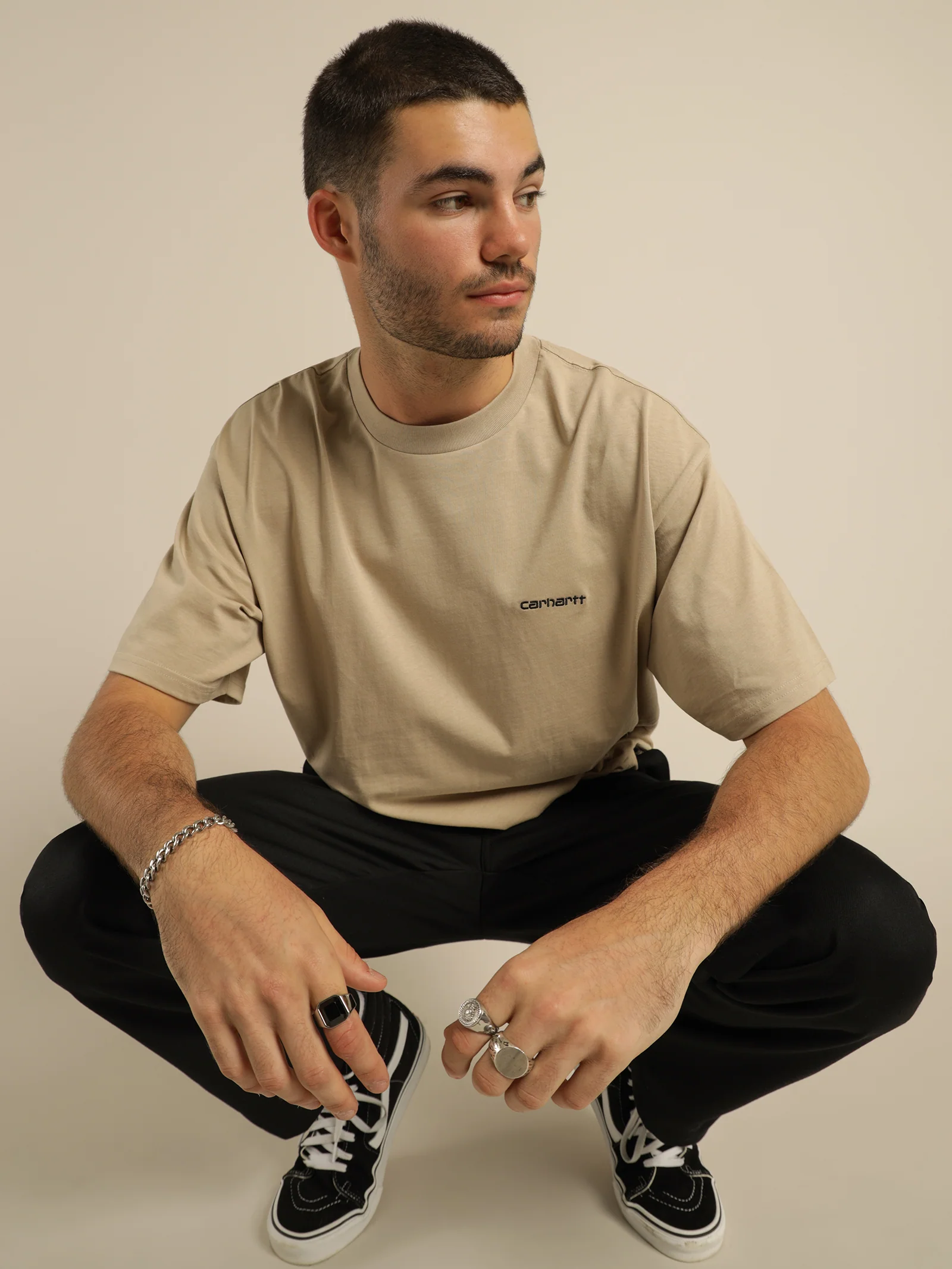 Short Sleeve Embroidered Script T-Shirt