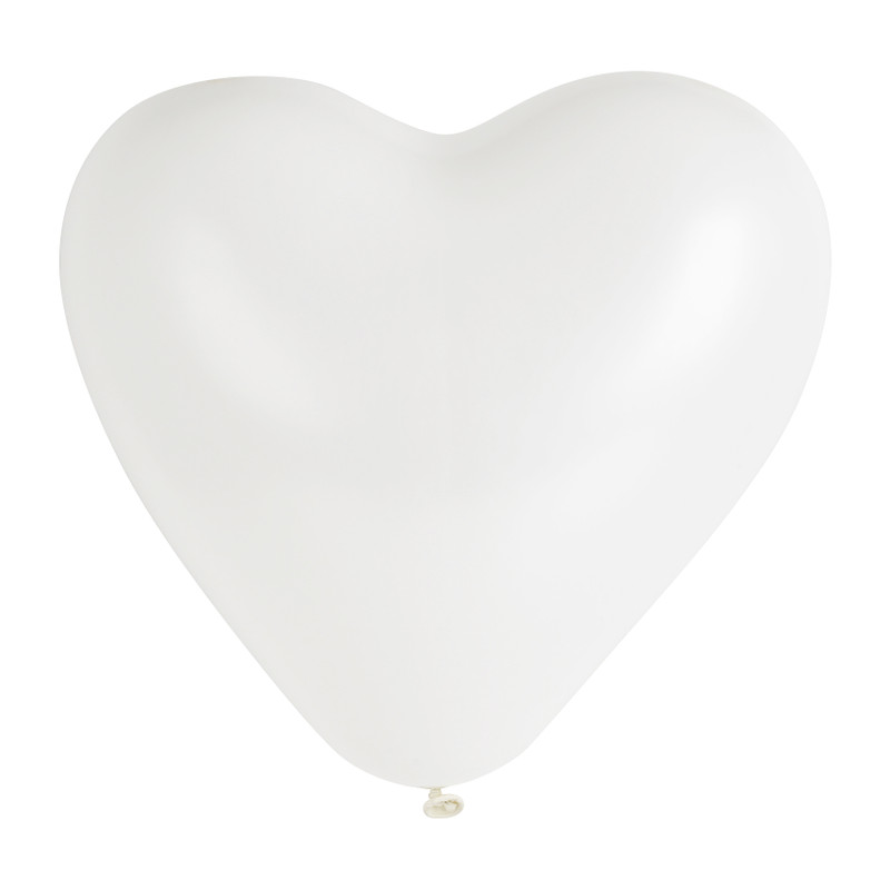 Ballonnen hartvorm - wit - 6 stuks