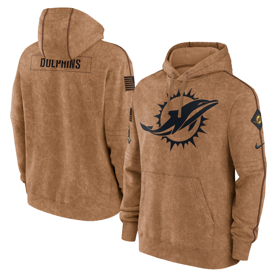 Miami Dolphins Men's Nike Brown 2023 Salute To Service Club Pullover Hoodie