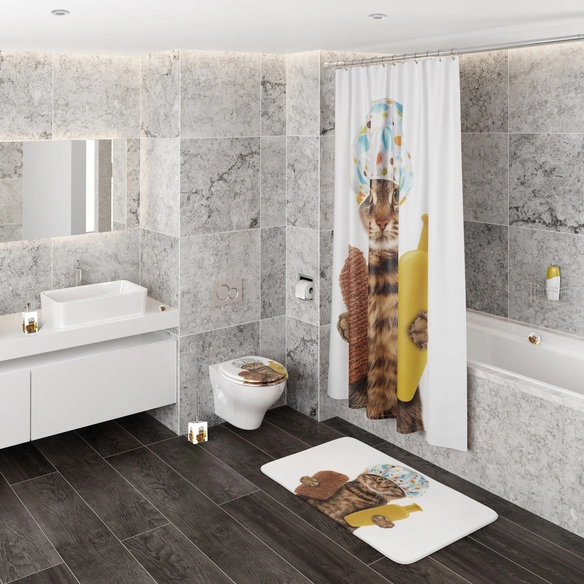 Badteppich »Shower Cat«, braun, Polyester