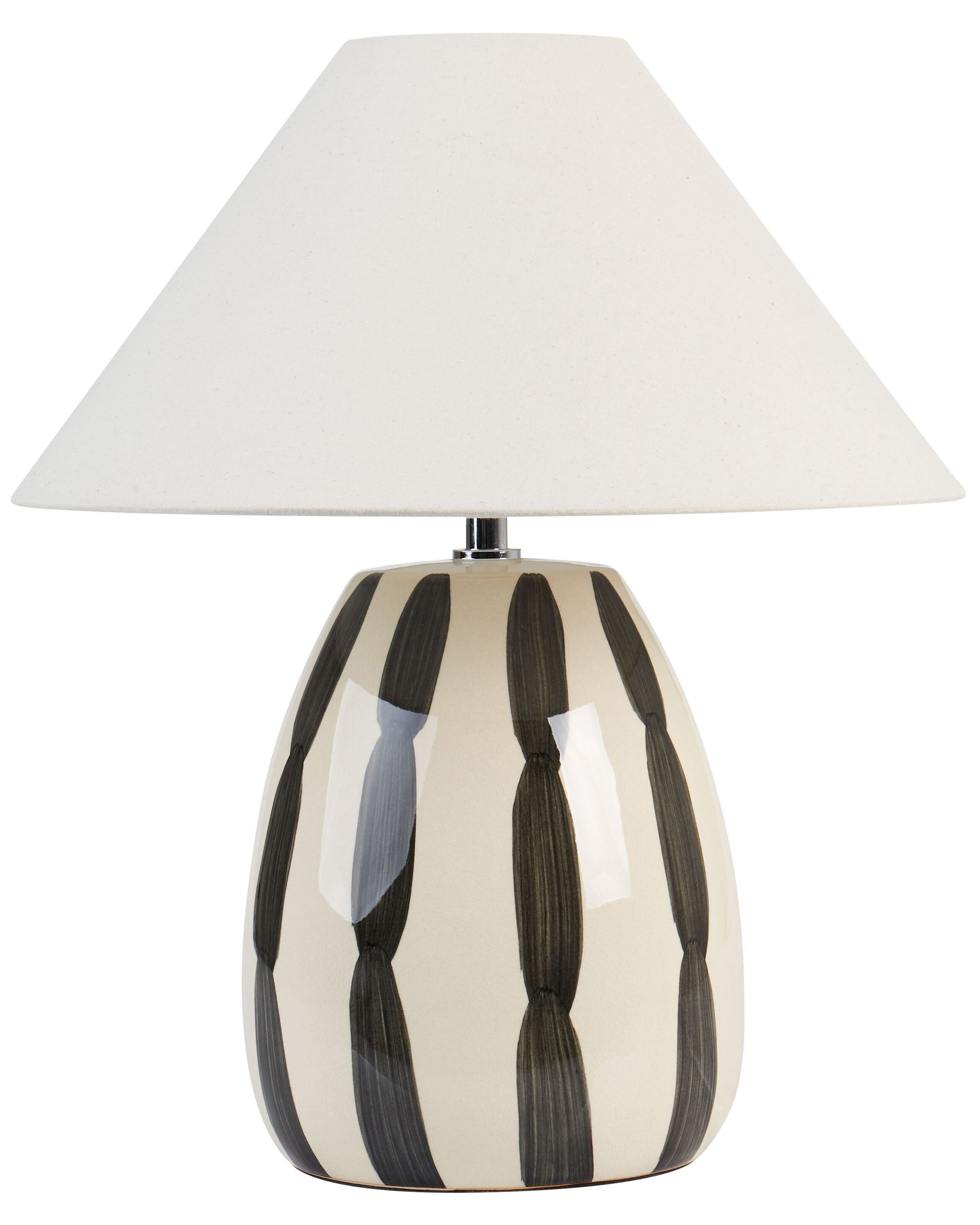 Lampa stołowa nocna ceramiczna beżowo-czarna