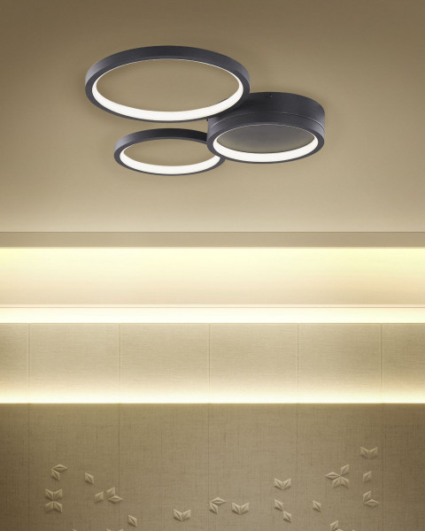 Lampa sufitowa LED plafon okrągła metalowa czarna
