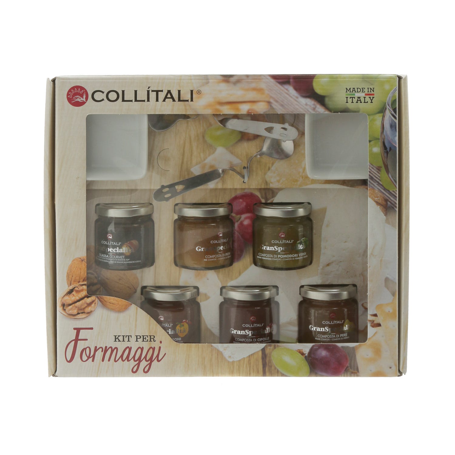 Kit per formaggi 6 composte, 2 ciotoline e 2 cucchiaini