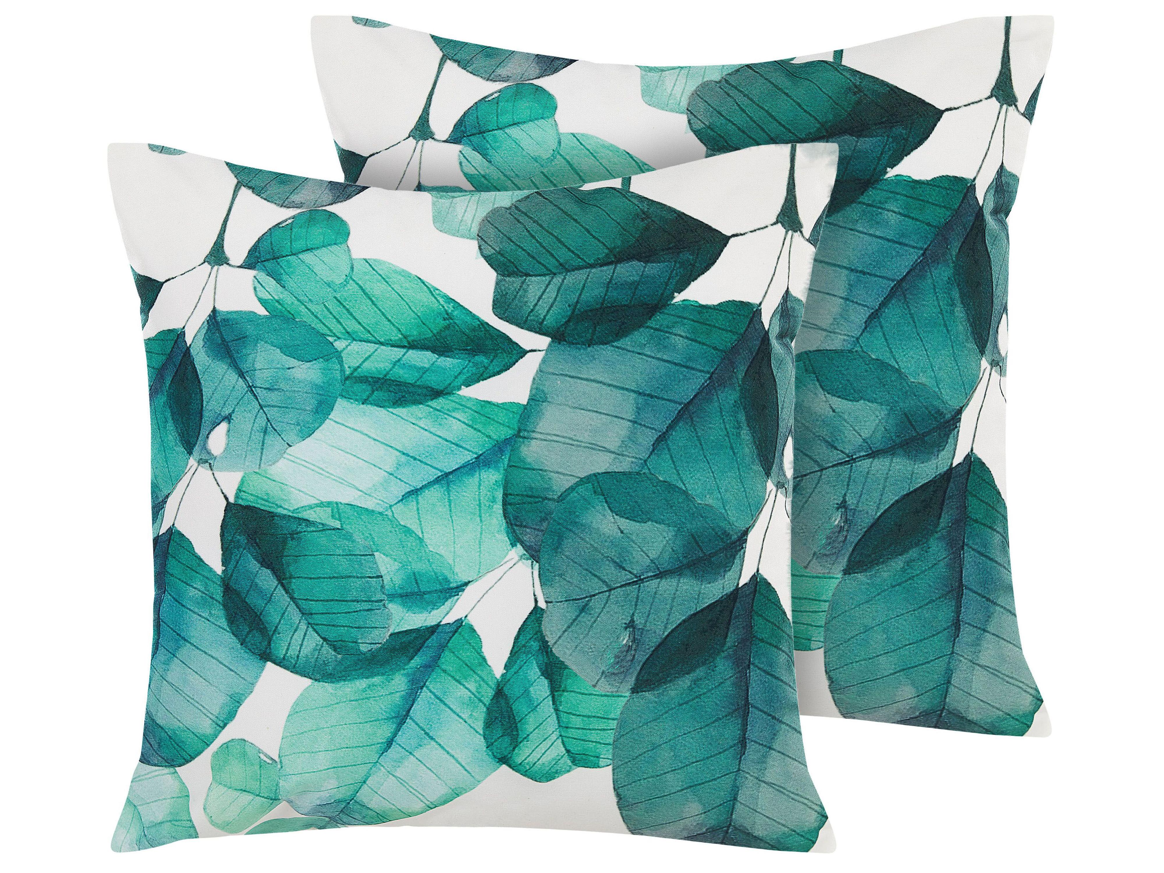 Set of 2 Outdoor Cushions TREBBO Plant Pattern 45 x 45 cm Teal