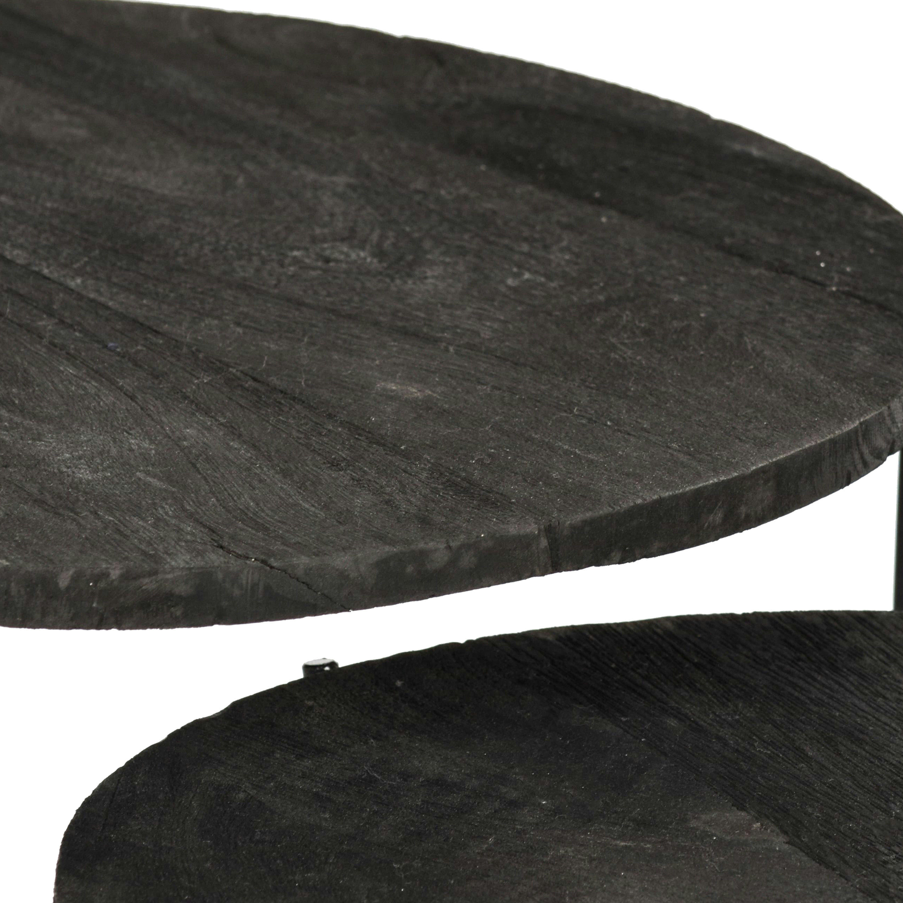 JULIA - JULIA-Set de 2 Tables basses rondes gigognes, manguier noir et laiton