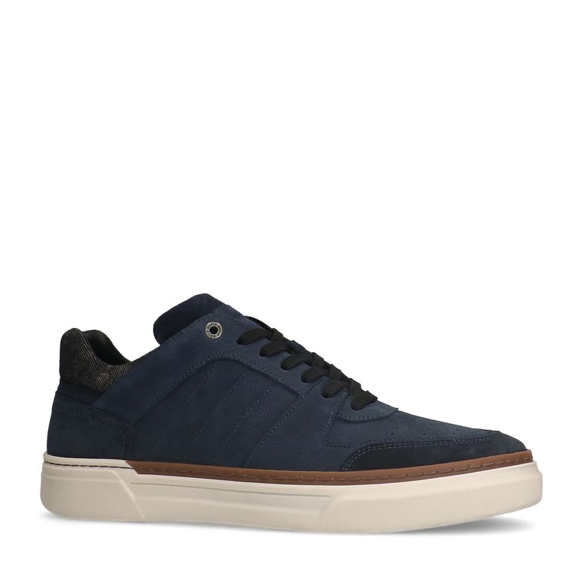 Manfield Blauwe nubuck sneakers