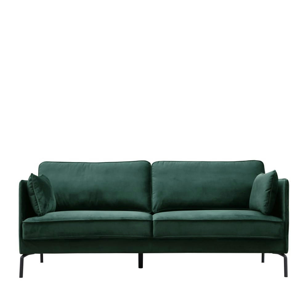 SOMERDALE - Canapé 3 places en velours vert forêt