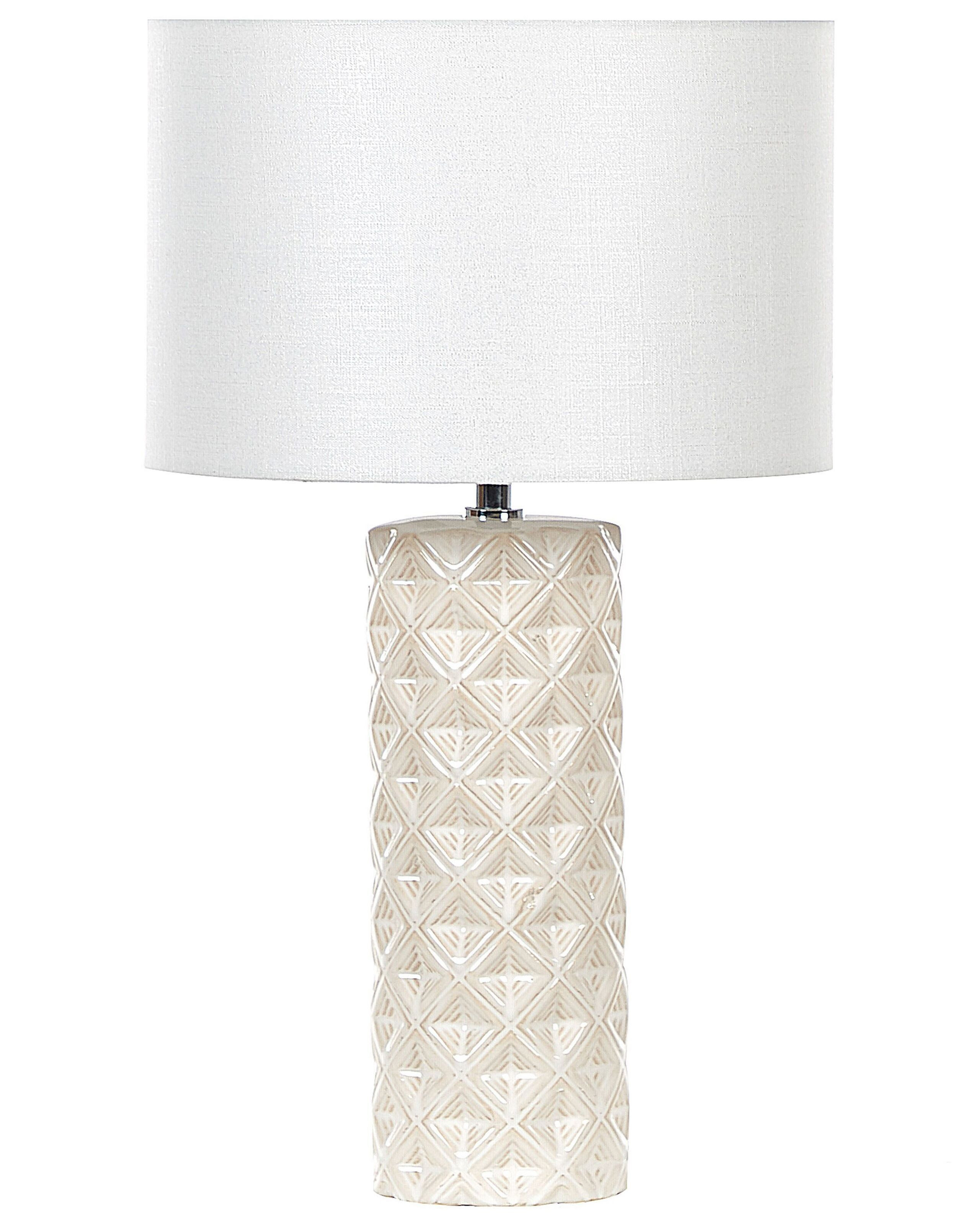 Lampa stołowa nocna ceramiczna 49 cm beżowa