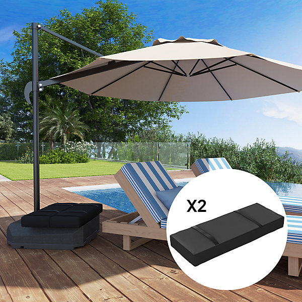 Base de Parasol 2er Set Sandsäcke, jusqu à 25 kg, pour Parasol, Noir