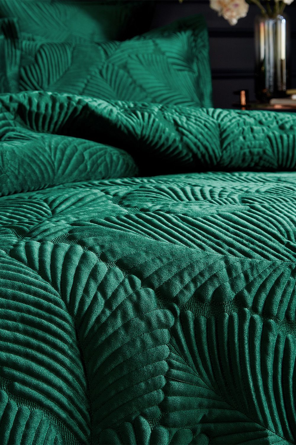 Paoletti Palmeria Quilted Velvet Duvet Cover Set