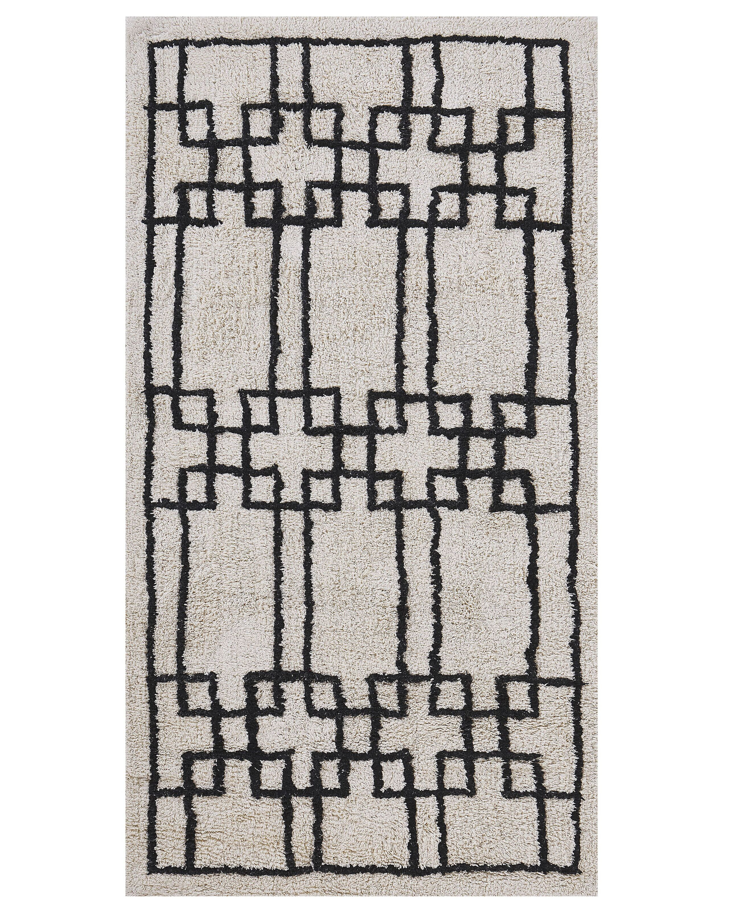 Dywan bawełniany geometryczny 80x150 cm beżowy