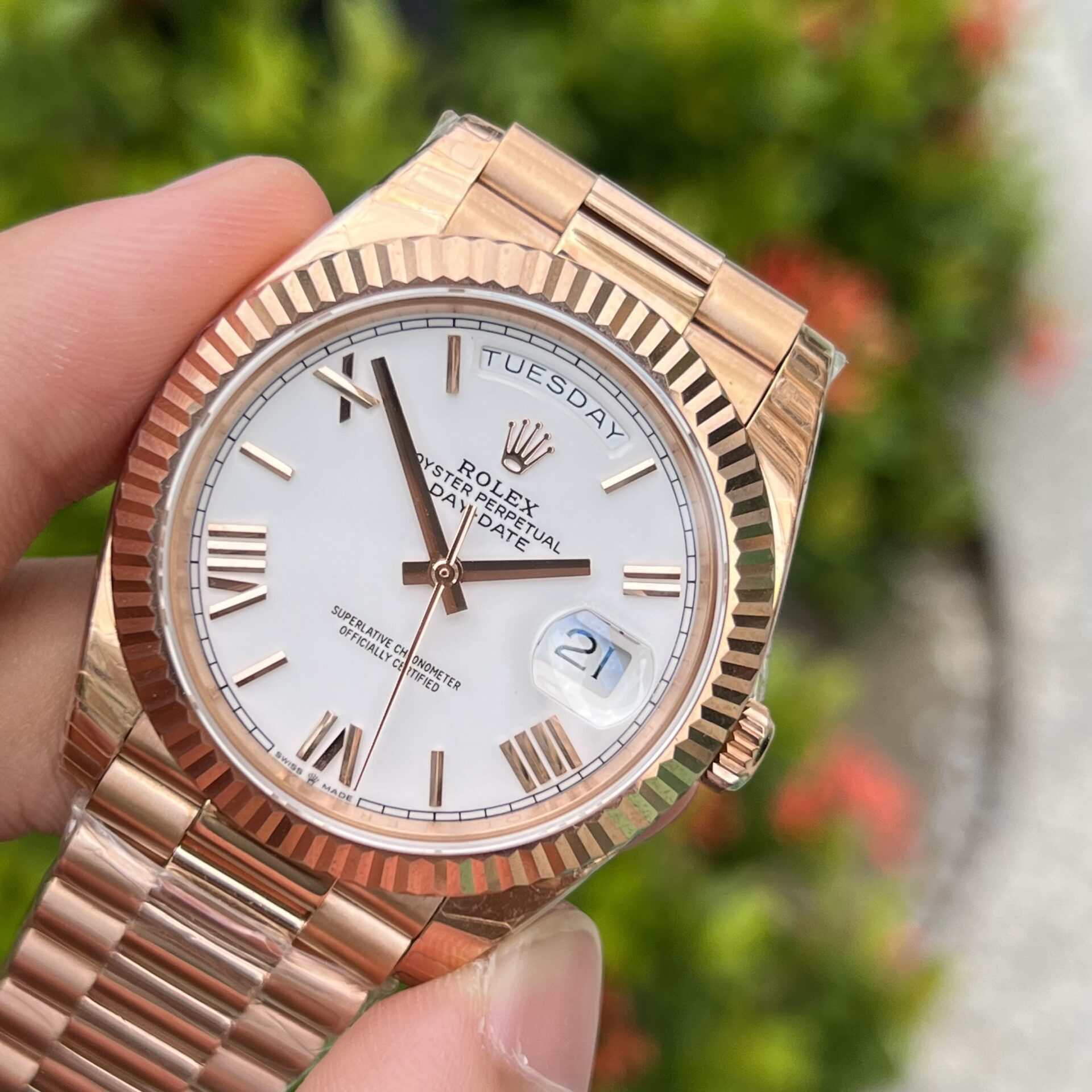 Rolex Day-Date RG Plated White Dial 40mm AAA Replica