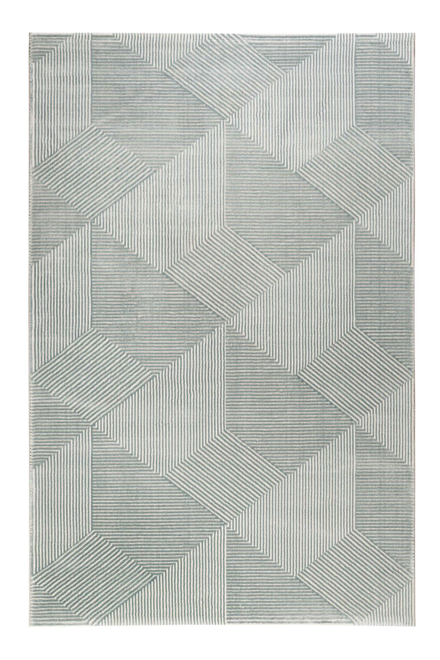 VELVET GROOVE - Tapis motif géométrique à relief vert beige 200x133