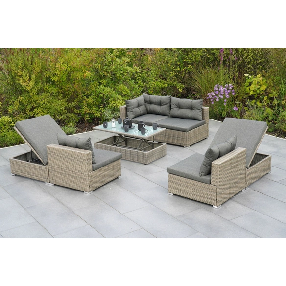 Gartenmöbelset »Manzano«, 6 Sitzplätze, Stahl/Kunststoffgeflecht, pulverbeschichtet