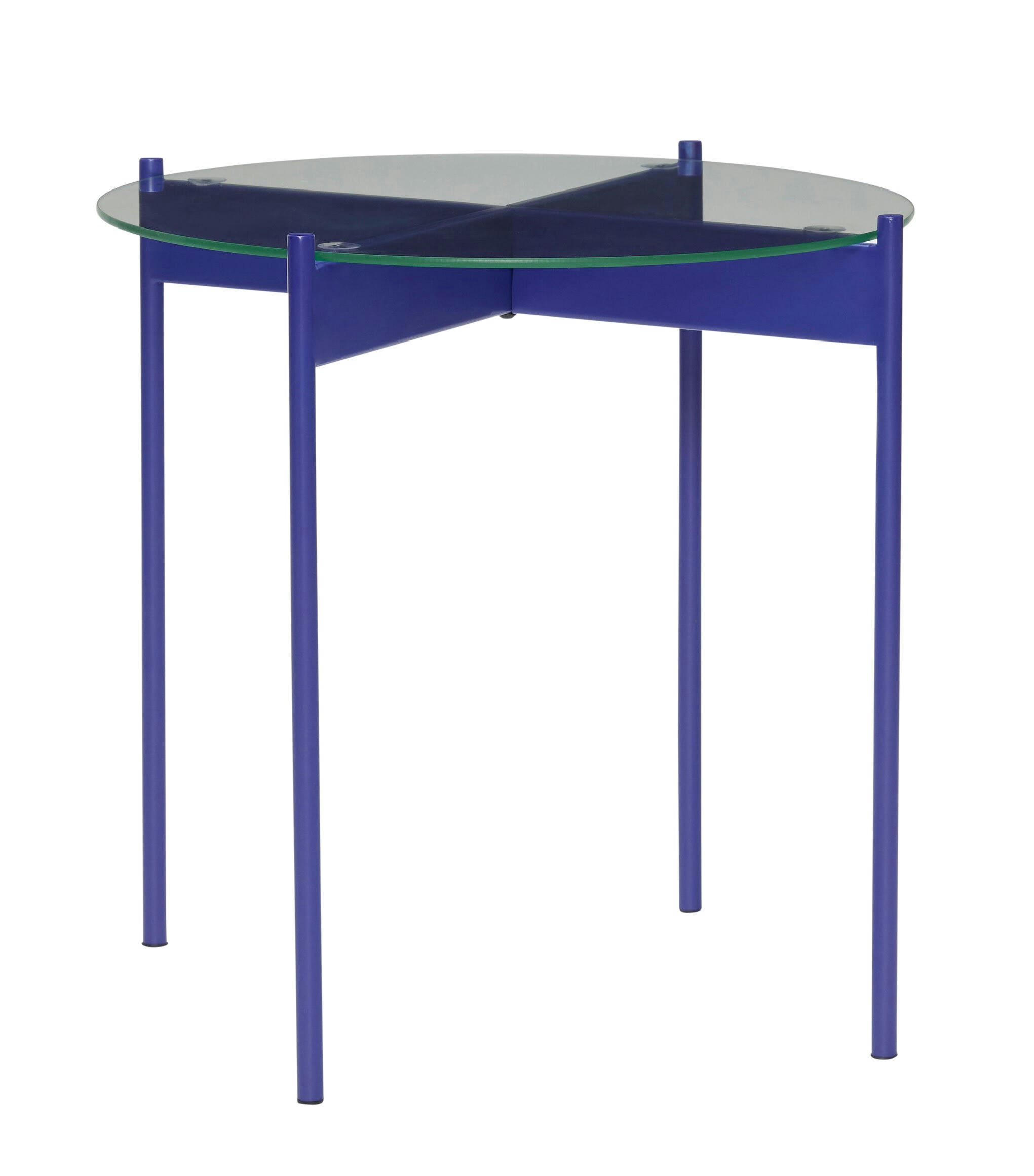 BEAM - Table d'appoint en verre et fer bleu