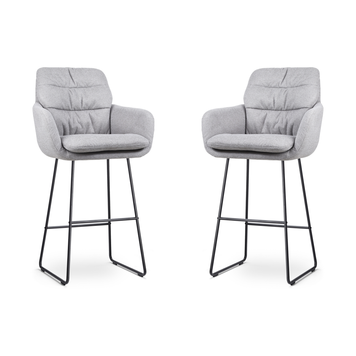 Nolon Nino-Mia Barkrukken Set van 2 - Grijs - Zwart - 75 cm