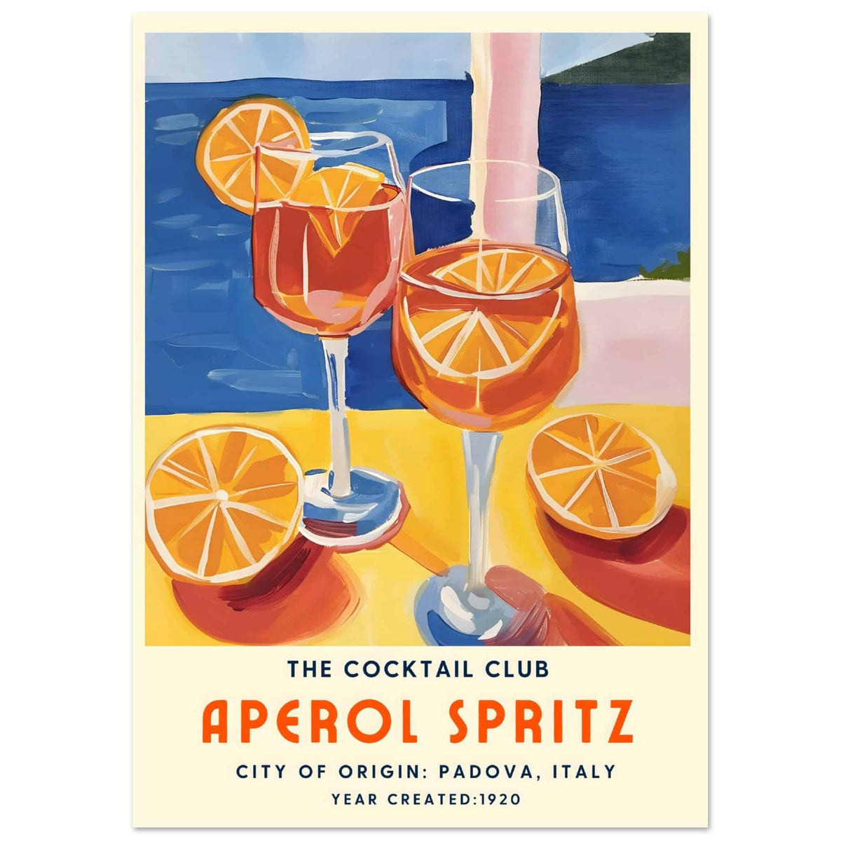 Artfulprints Poster Aperol Spritz - The cocktail club I  - A4 21x29.7 cm - Meerkleurig
