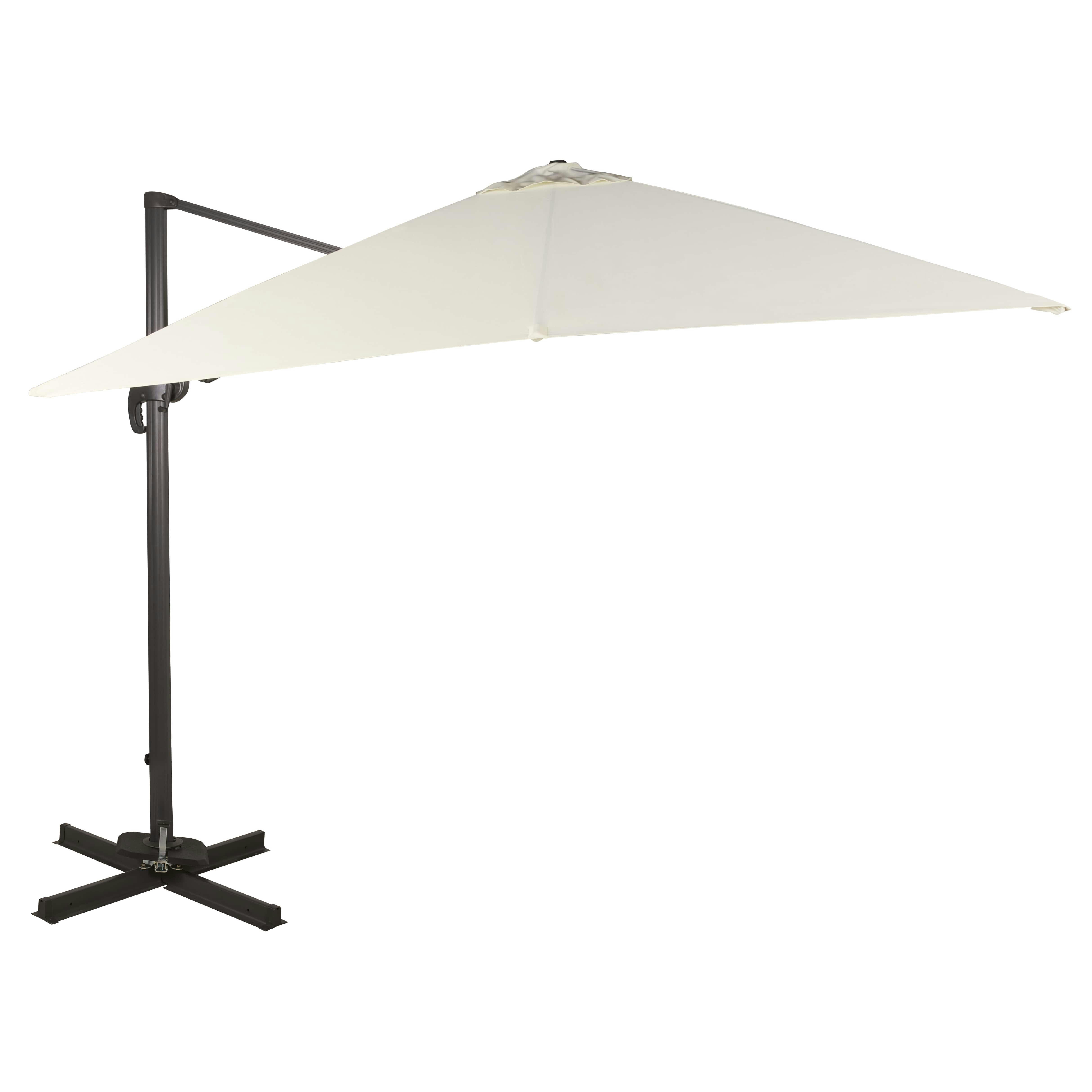 Aguadila - Parasol déporté 3x3 en aluminium gris anthracite et toile écrue