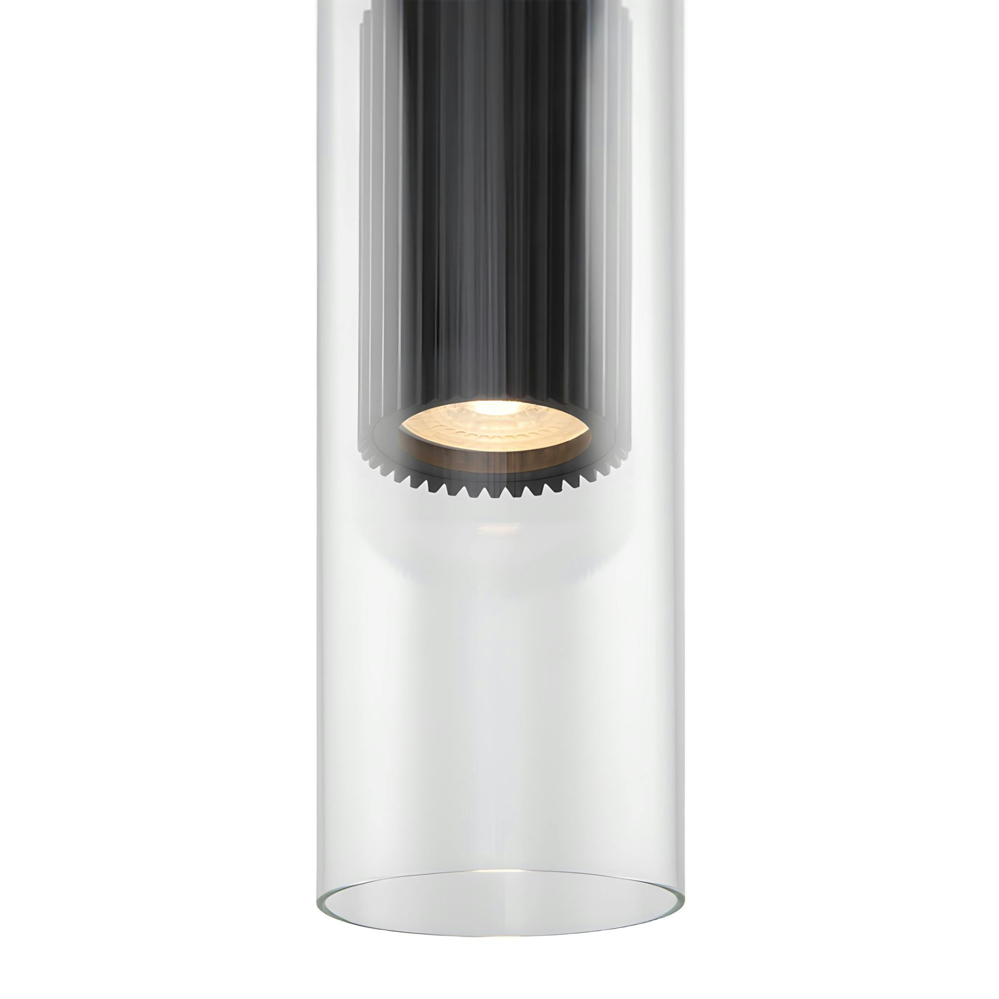 Suspension design verre – cylindre noir et transparent TAVA