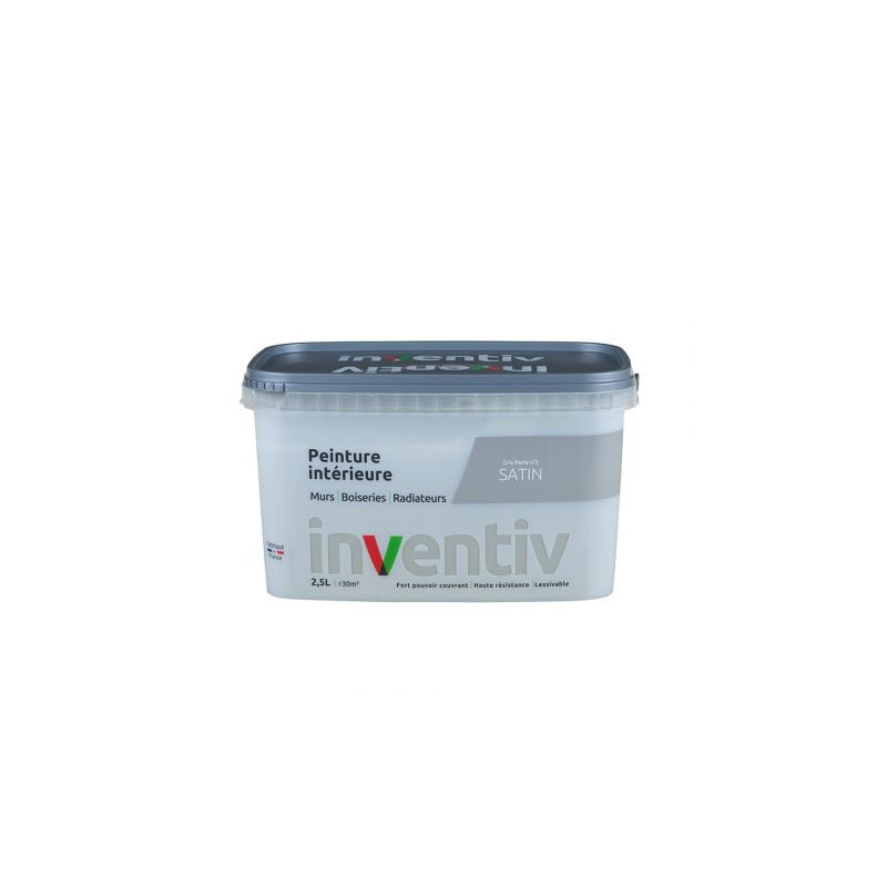 Peinture pour mur boiserie radiateur Gris Perle n°2 satiné 2,5 L INVENTIV