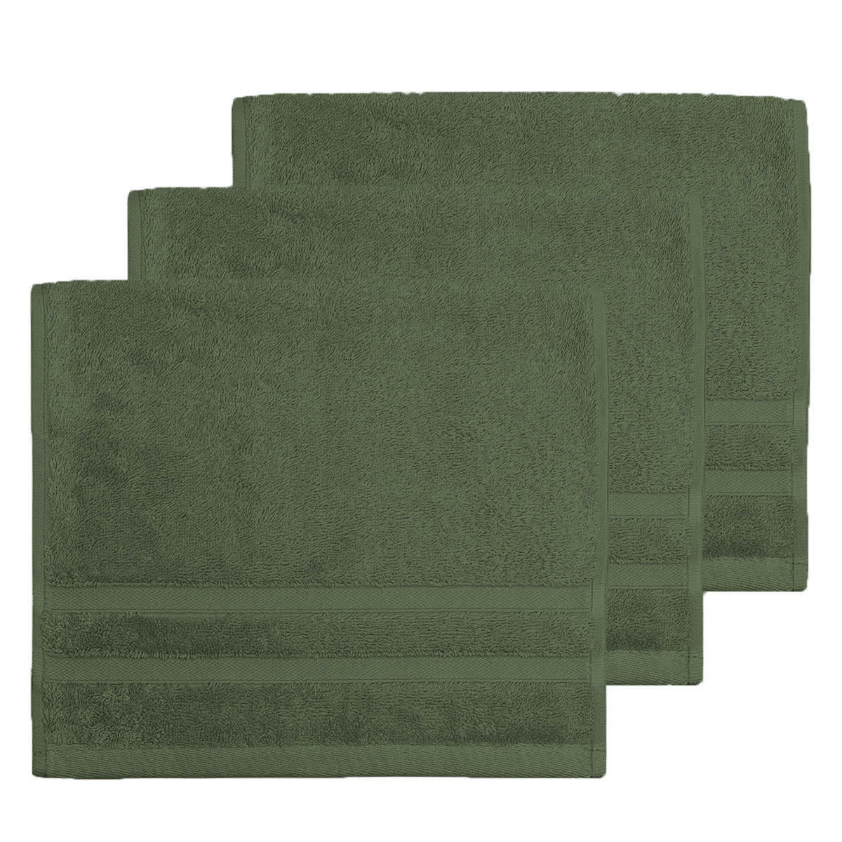 SENSILK - Lot de 3 serviettes invité 600 gr/m²  eucalyptus 30x50 cm