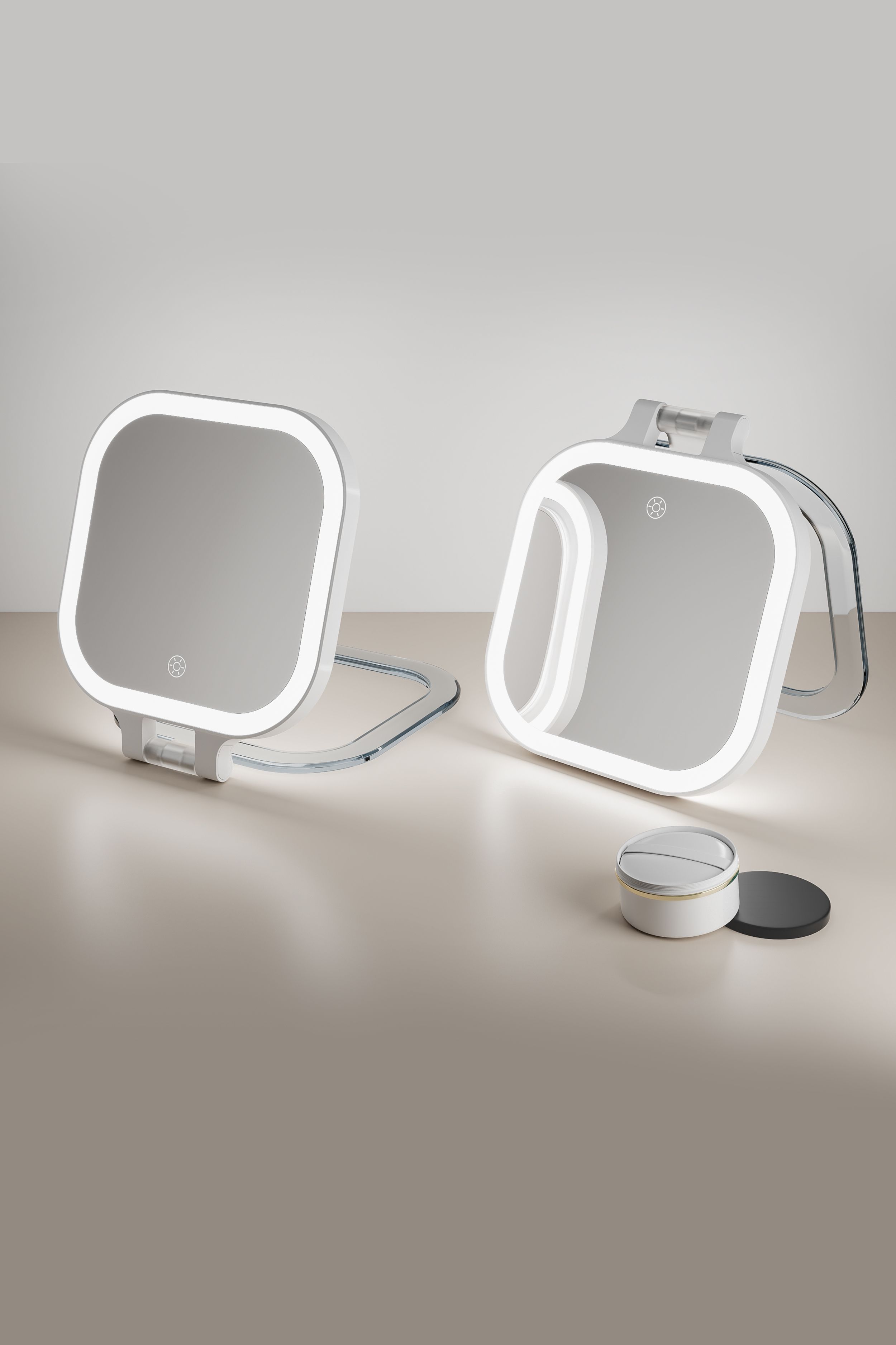 Fascinate Portable LED Vanity Mirror – 10X Magnified, Rechargeable, 360° Rotating Stand