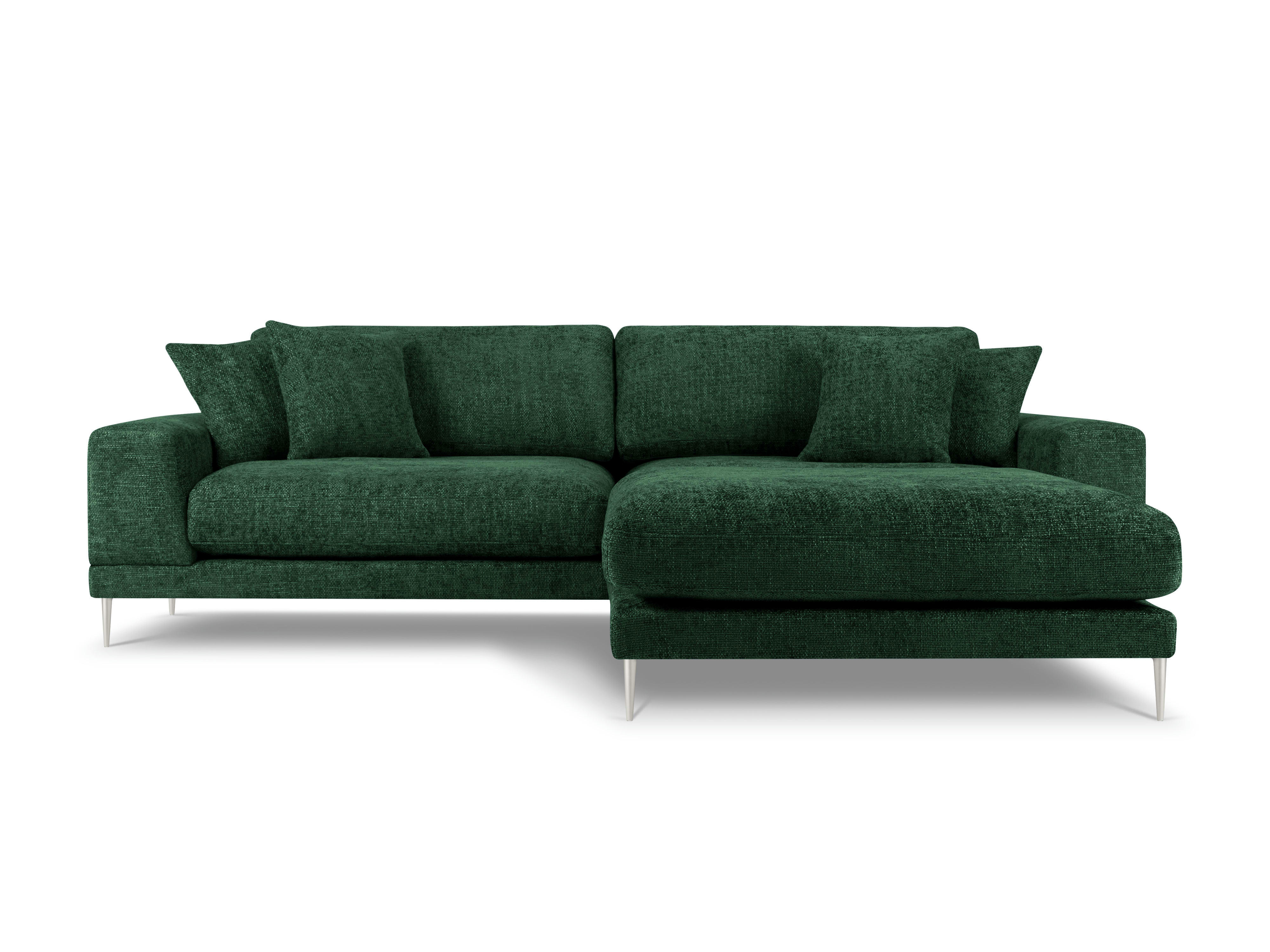 JOG - Canapé d'angle droit 5 places en tissu structuré vert