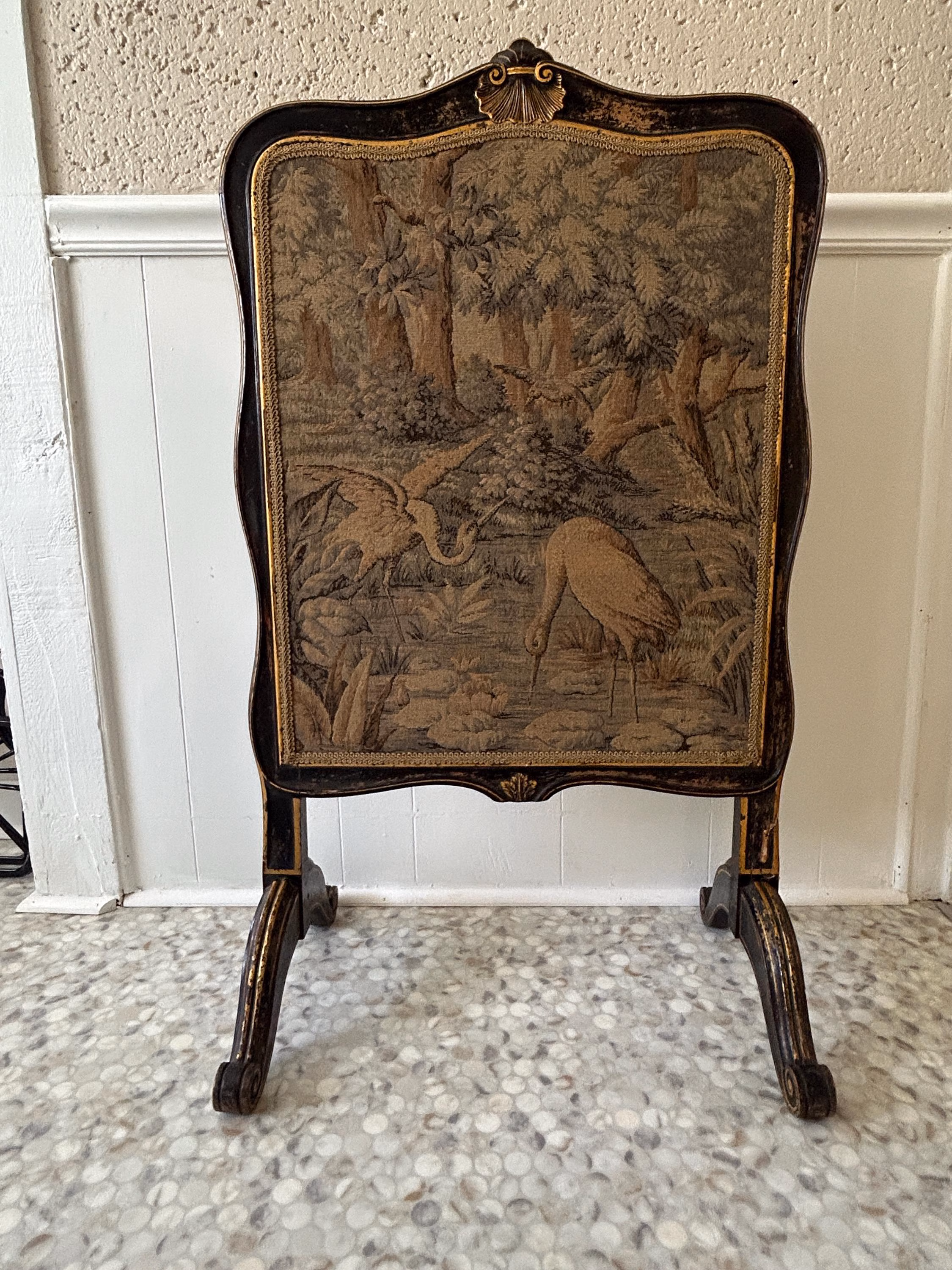 Antique Tapestry Fireplace Screen Made in France