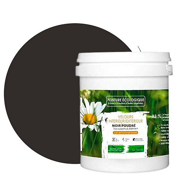 Noir Poudré Peinture interieur exterieur aspect velours Natura - Noir Poudre - 1L