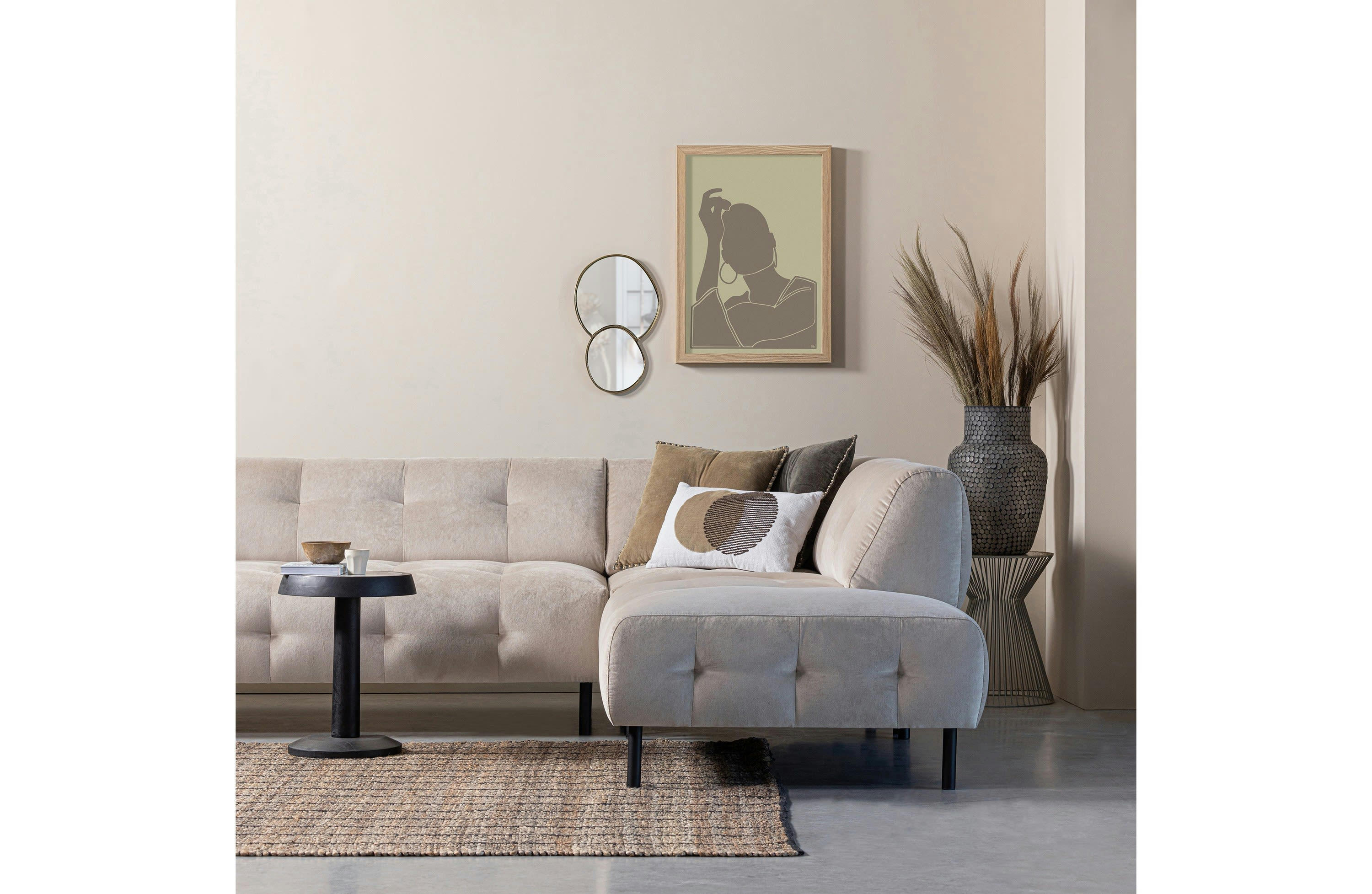 NANNE - Table d'appoint en bois noir et marbre gris