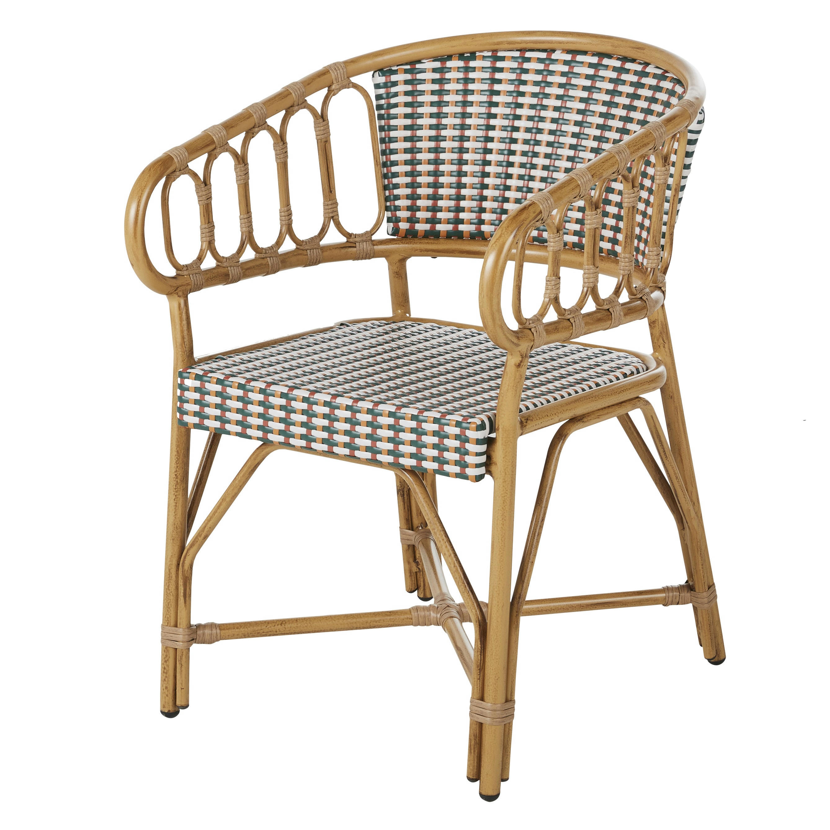 Choppy Business - Chaise à dîner de jardin professionnelle en aluminium imitation bambou et résine tressée multicolore