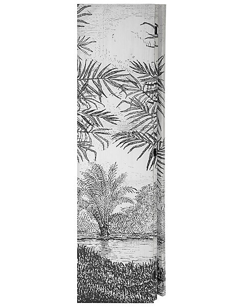 Paravent 3 pans en tissu imprimé blanc/noir - Longueur 121 x Profondeur 2,5 x Hauteur 170 cm