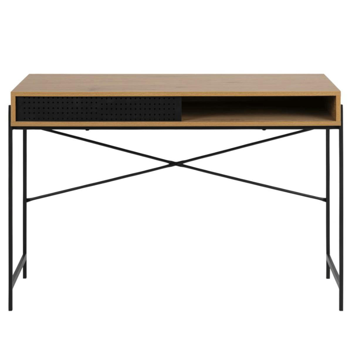 BLACK - Bureau moderne avec niche en bois et métal