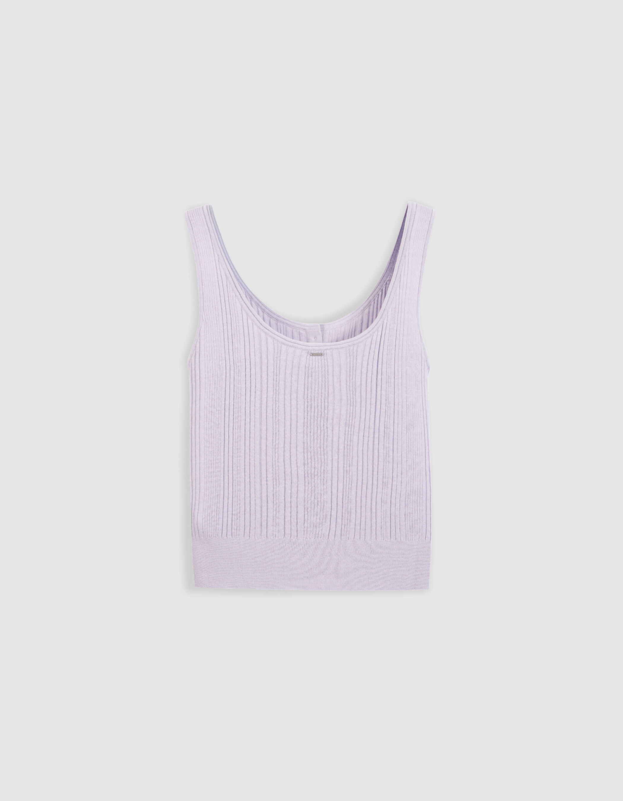 Pull sans manches lilas maille côtelée Femme