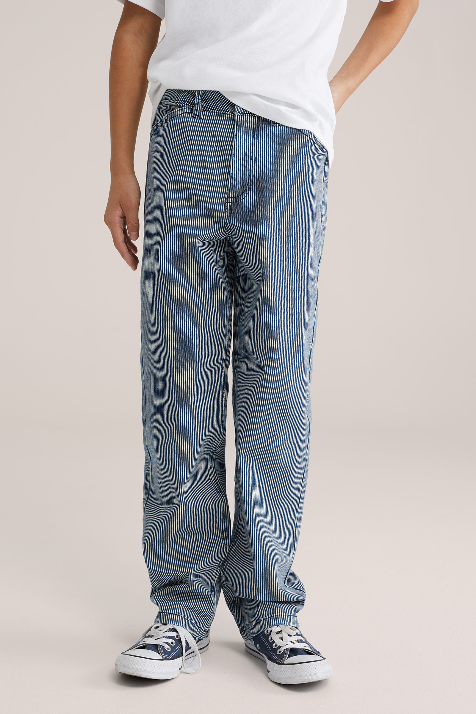 Jongens loose fit gestreepte jeans