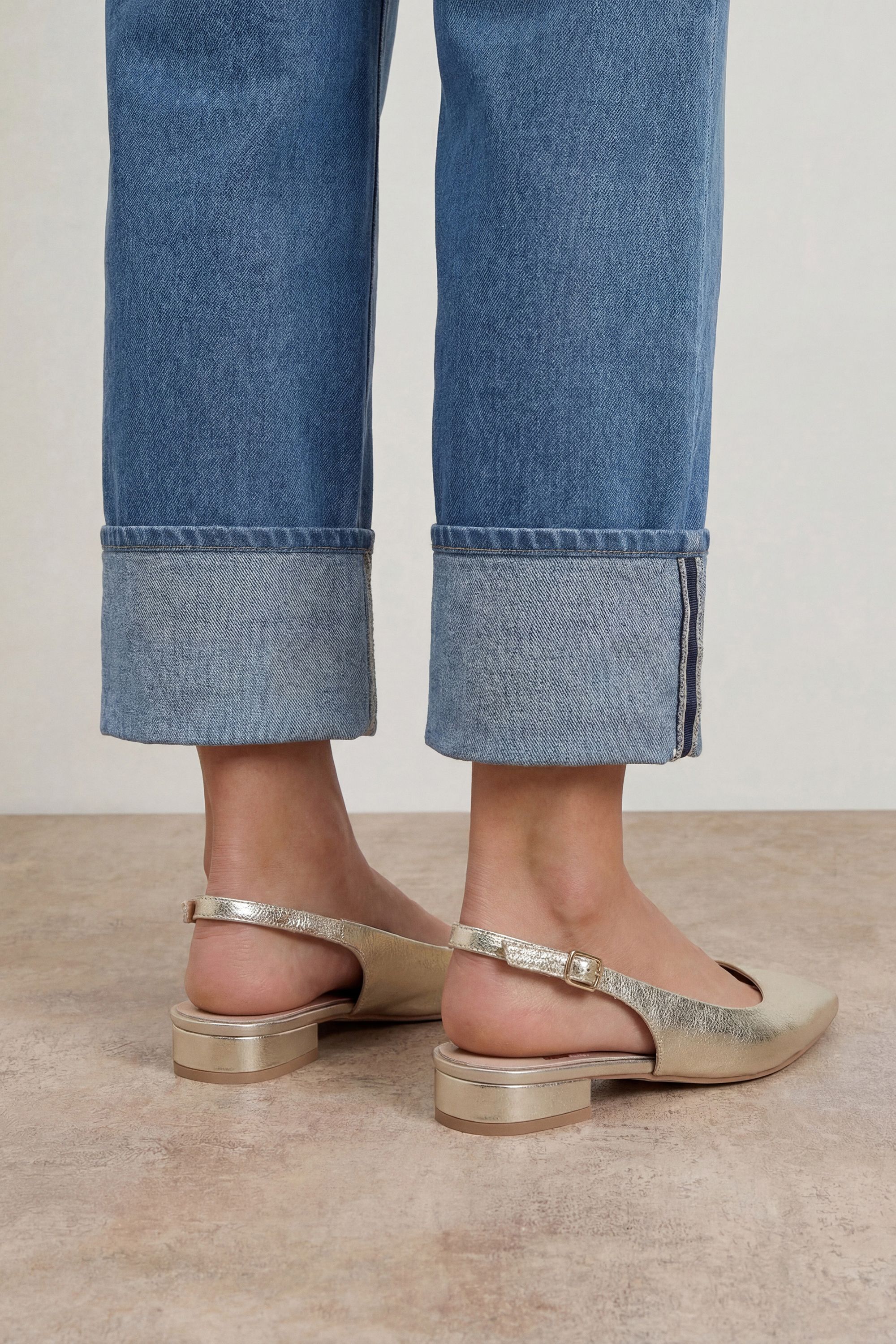 Oasis Millie Faux Metallic Leather Slingback Flat Shoes