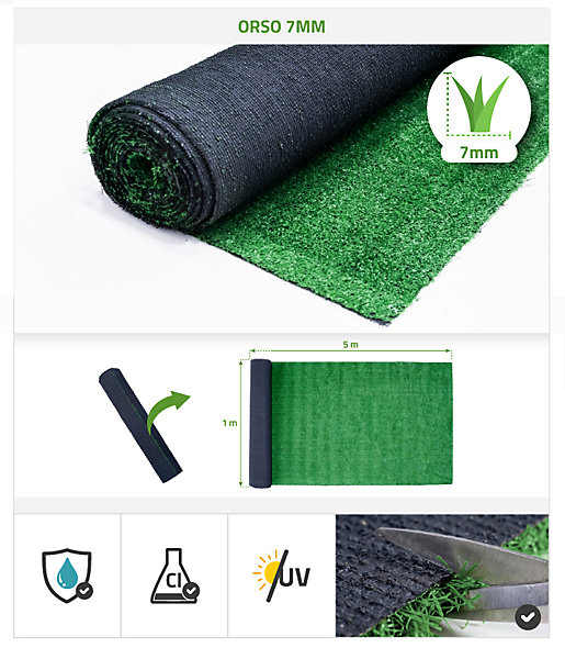 Gazon synthétique ORSO 1m x 5m - 7mm